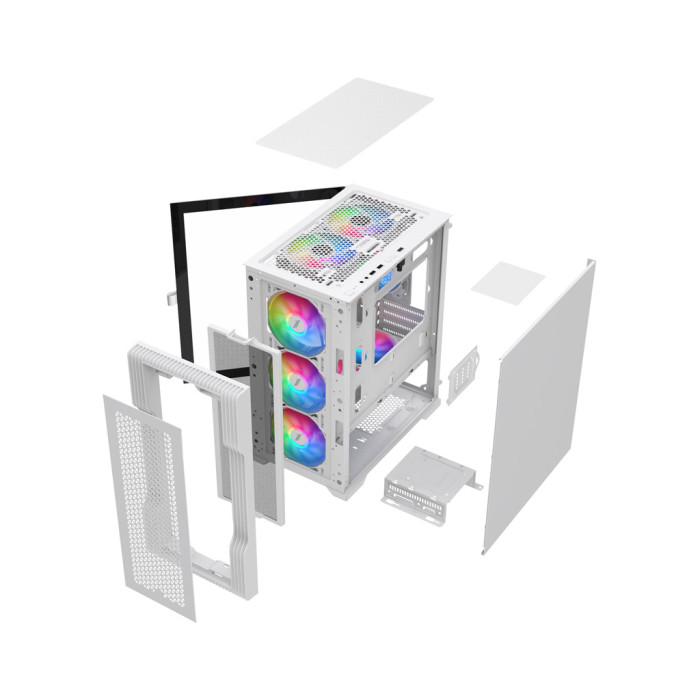 Корпус для ПК 1stPlayer T3-WH-4F1-W