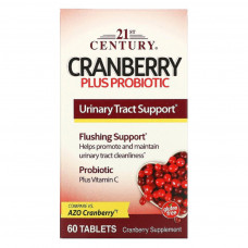 Трави 21st Century Журавлина з пробіотиком, Cranberry Plus Probiotic, 60 таблеток (CEN-27848)