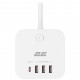 Мережевий фільтр живлення 2E 3*USB-A, 1*USB-C, 1.5м, white (2E-ADC331WH)