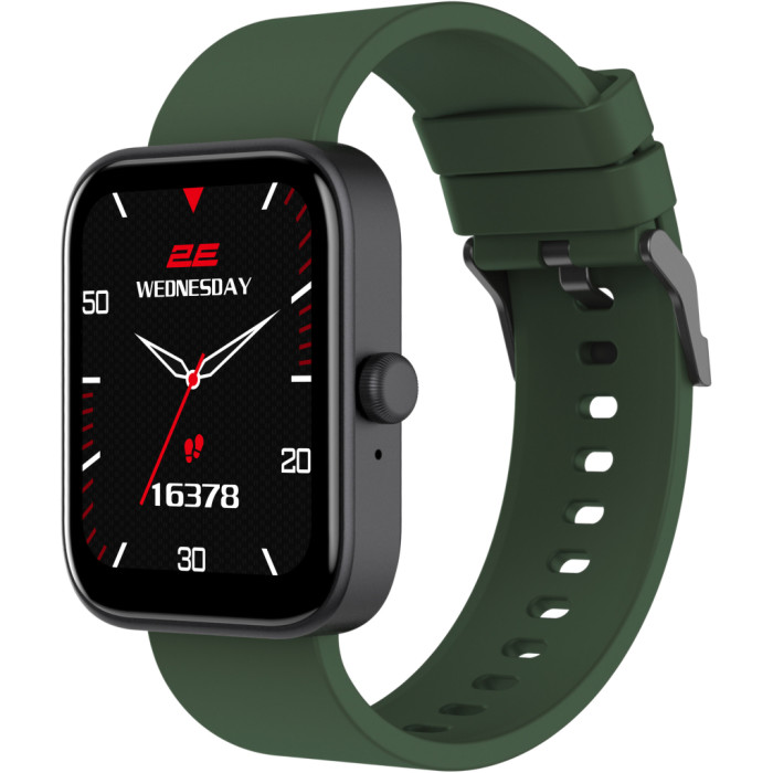 Смарт-годинник 2E Alpha SQ Music Edition 46mm Black-Green + ремінець сірий (2E-CWW40BKGN-WS)