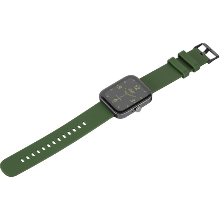 Смарт-годинник 2E Alpha SQ Music Edition 46mm Black-Green + ремінець сірий (2E-CWW40BKGN-WS)
