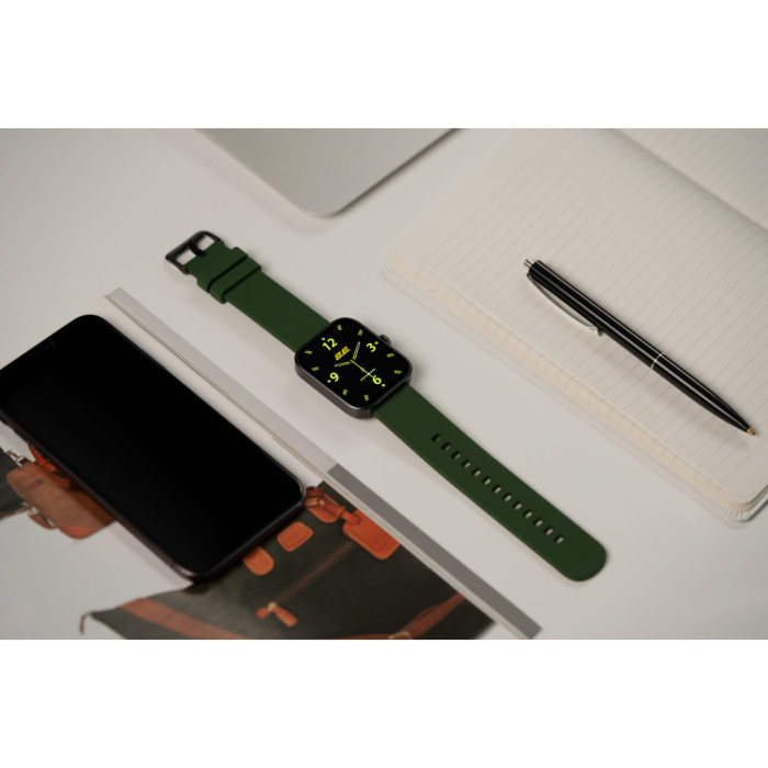 Смарт-годинник 2E Alpha SQ Music Edition 46mm Black-Green + ремінець сірий (2E-CWW40BKGN-WS)