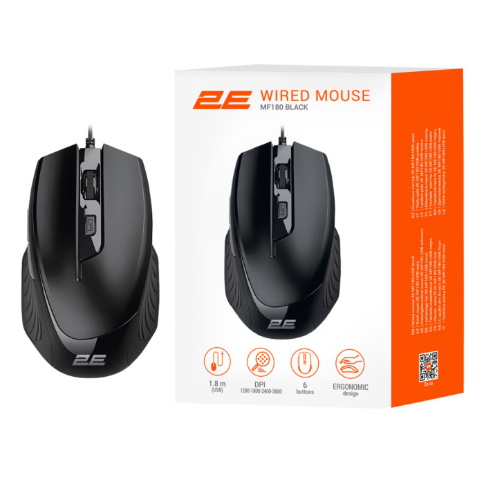 Мишка 2E MF180 USB Black (2E-MF180UB)