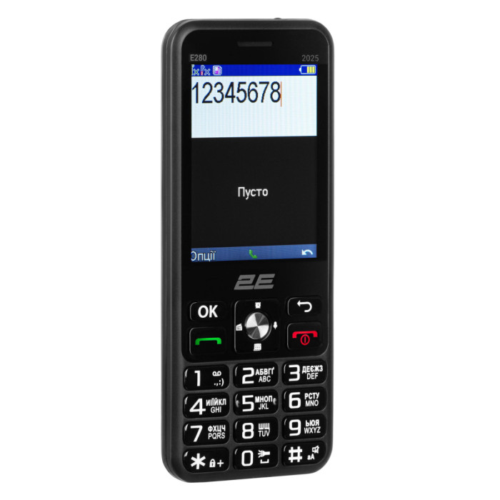 Мобільний телефон 2E E280 2025 Black + Батарея (794300868957)