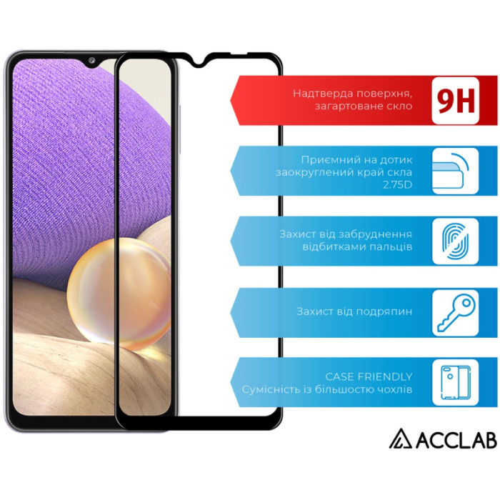 Скло захисне ACCLAB Full Glue Samsung A32 Black (1283126510533)