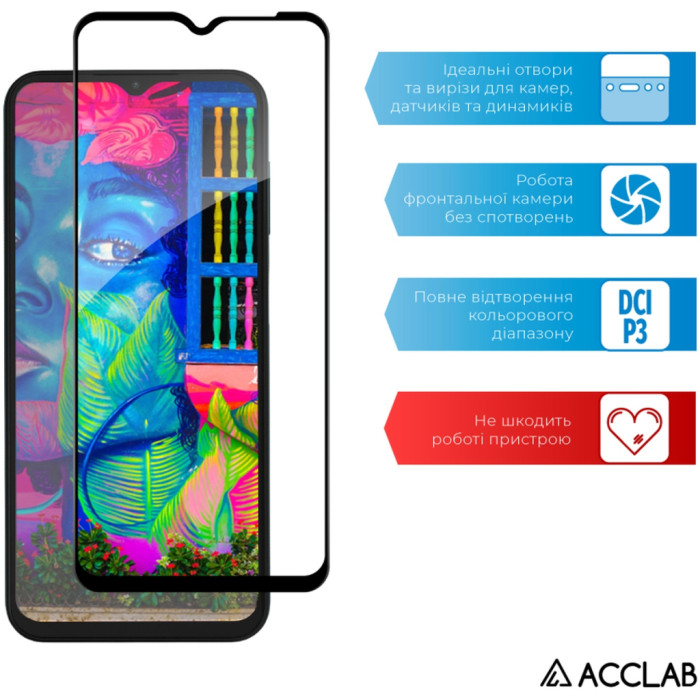 Скло захисне ACCLAB Full Glue Samsung M13 Black (1283126544927)