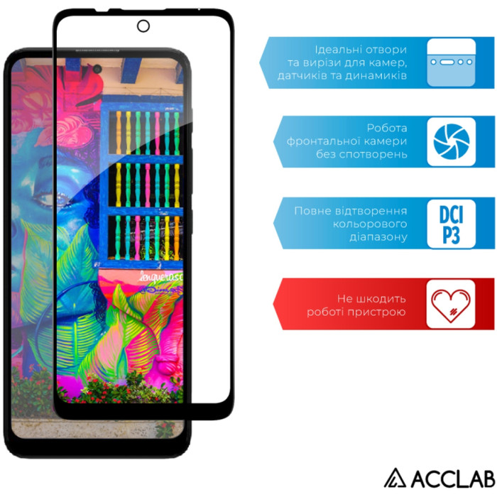 Скло захисне ACCLAB Full Glue MOTO E30/E40 Black (1283126545788)