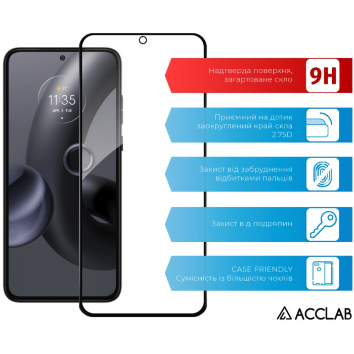Скло захисне ACCLAB Full Glue MOTO EDGE 30 Neo Black (1283126546679)