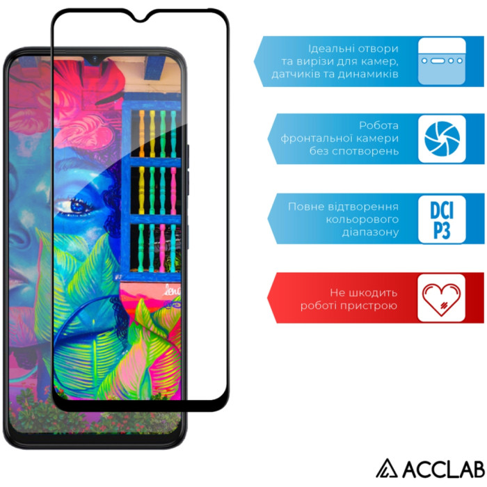 Скло захисне ACCLAB Full Glue Tecno Spark 9 Pro Black (1283126547300)