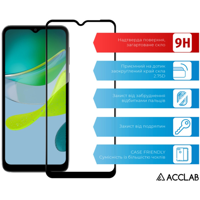 Скло захисне ACCLAB Full Glue MOTO E13 Black (1283126573620)