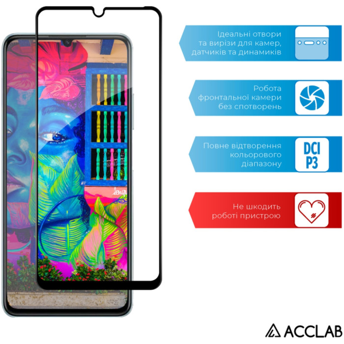 Скло захисне ACCLAB Full Glue ZTE Blade A72S Black (1283126575792)