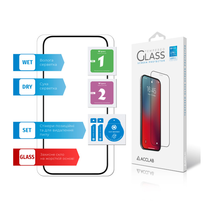 Скло захисне ACCLAB Full Glue ESD Apple iPhone 15 Pro Max Black 6,7