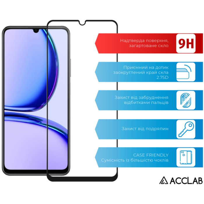 Скло захисне ACCLAB Full Glue Realme C53 Black (1283126577802)