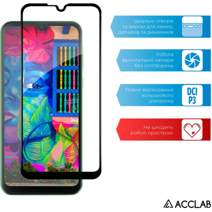 Скло захисне ACCLAB Full Glue Oscal C20 Pro Black (1283126582042)
