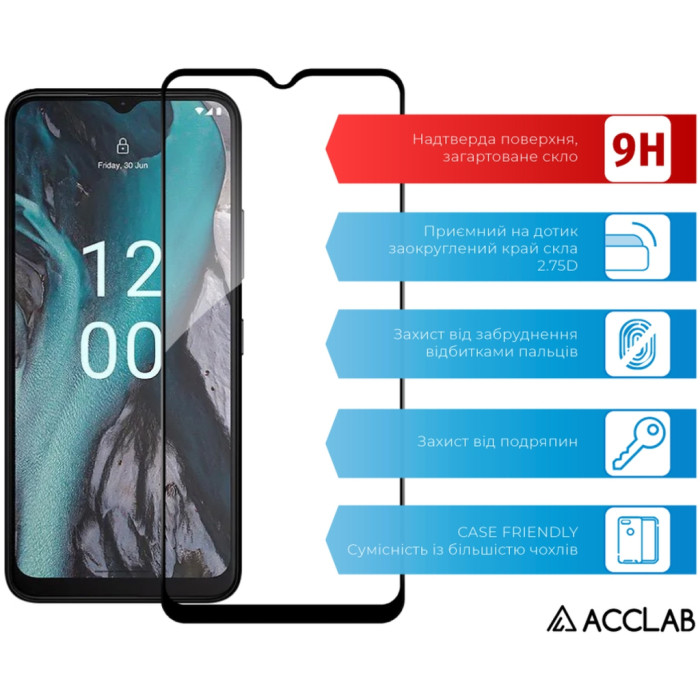 Скло захисне ACCLAB Full Glue Nokia C22 Black (1283126582271)