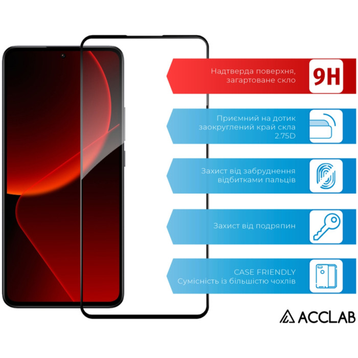 Скло захисне ACCLAB Full Glue Xiaomi 13T Black (1283126582523)