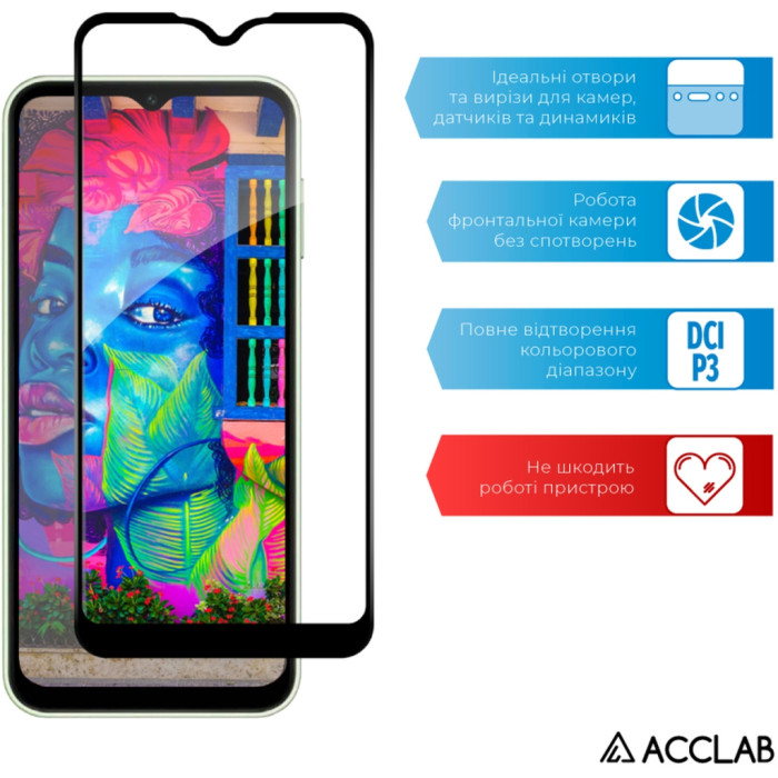 Скло захисне ACCLAB Full Glue Samsung A15 Black (1283126583032)