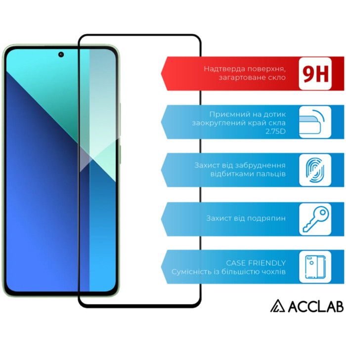 Скло захисне ACCLAB Full Glue Xiaomi Redmi Note 13 4G Black (1283126583704)