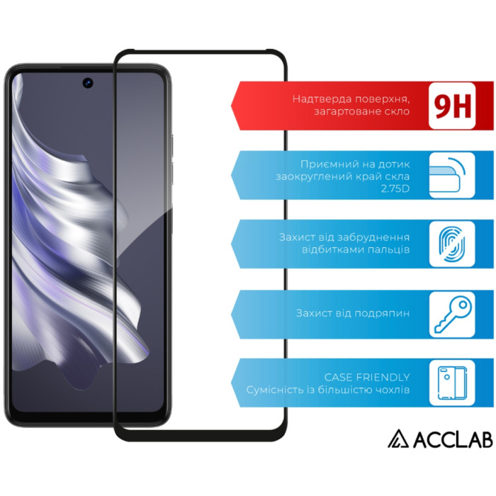 Скло захисне ACCLAB Full Glue Tecno Spark 20 Black (1283126588976)
