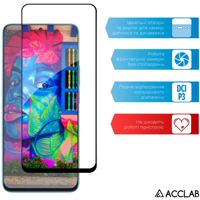 Скло захисне ACCLAB Full Glue Honor X8A Black (1283126591204)