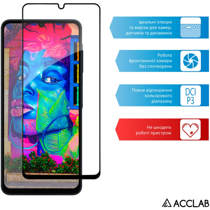 Скло захисне ACCLAB Full Glue Samsung A06 Black (1283126598814)
