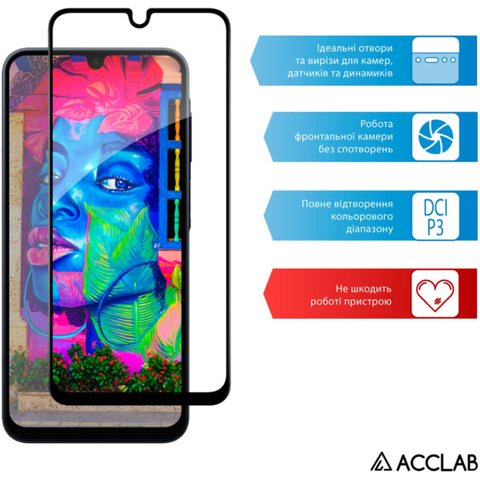 Скло захисне ACCLAB Full Glue Samsung A16 Black (1283126598821)