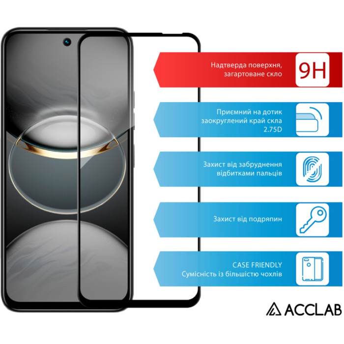 Скло захисне ACCLAB Full Glue Tecno Spark 30C Black (1283126599347)