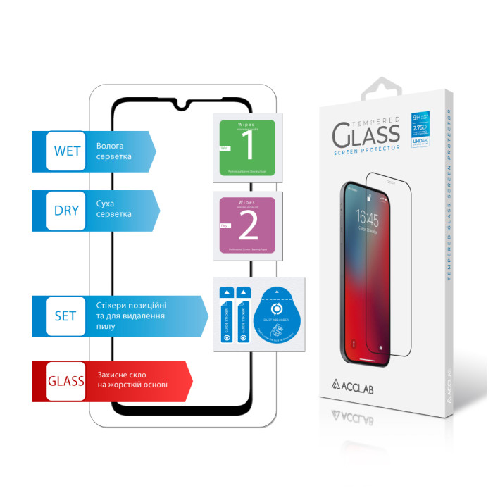 Скло захисне ACCLAB Full Glue Realme Note 60X Black (1283126609015)