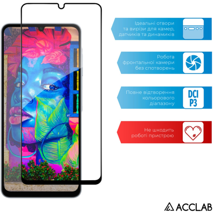 Скло захисне ACCLAB Full Glue Samsung A06 5G Black (1283126612978)