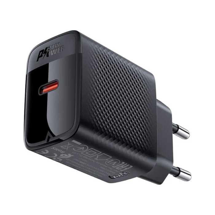 Зарядний пристрій Acefast USB-C 20W + Type-C cable A82 Fast Charger Black (6974316280057)