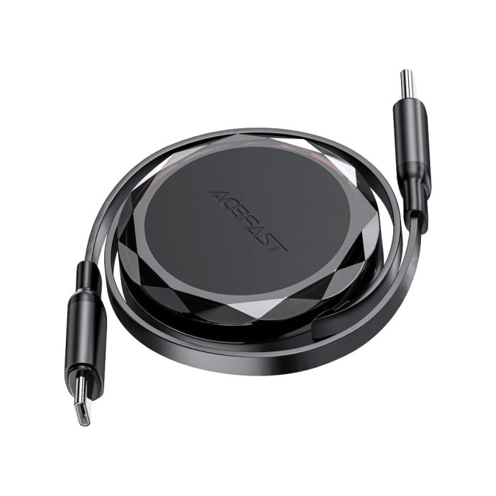 Дата кабель USB-C to USB-C 0.8m 60W dual retraction C13-03 Black Acefast (6974316280132)