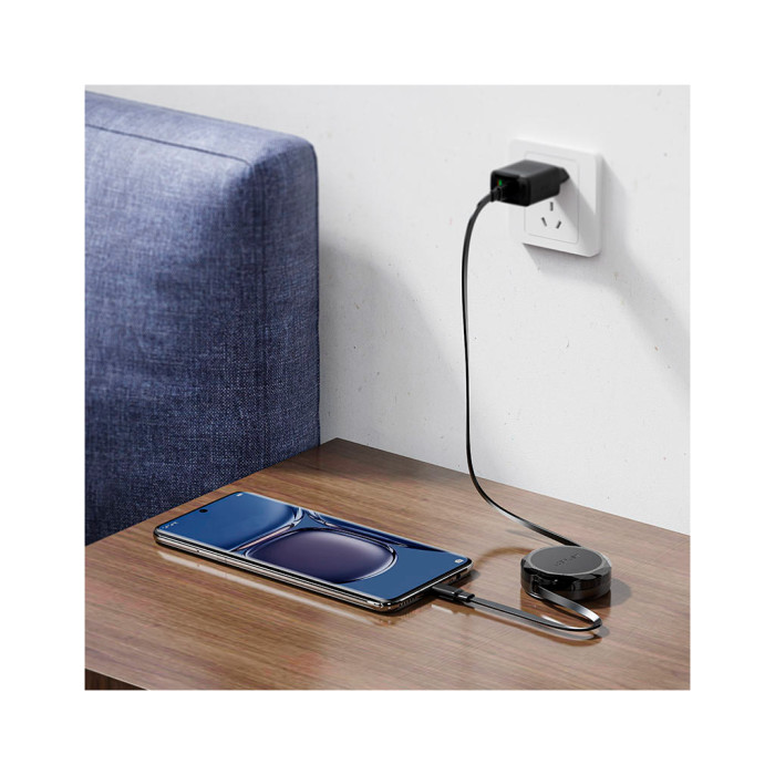 Дата кабель USB-C to USB-C 0.8m 60W dual retraction C13-03 Black Acefast (6974316280132)
