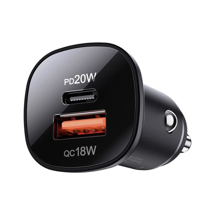 Зарядний пристрій Acefast 1xUSB-C PD20W + 1xUSB QC3.0 18W car adapter metal (6974316280330)