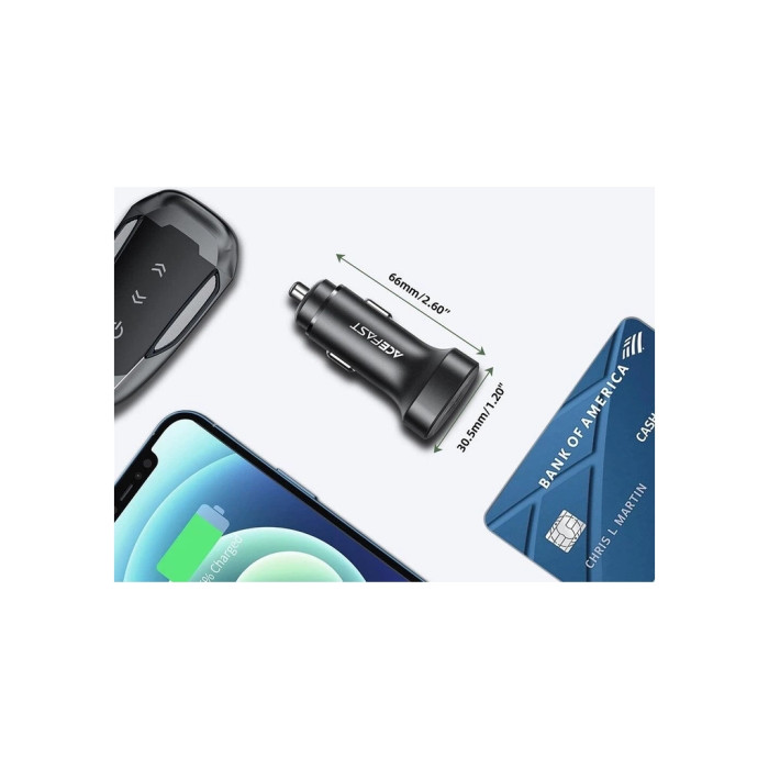 Зарядний пристрій Acefast 2xUSB-C 72W car adapter metal (6974316280361)