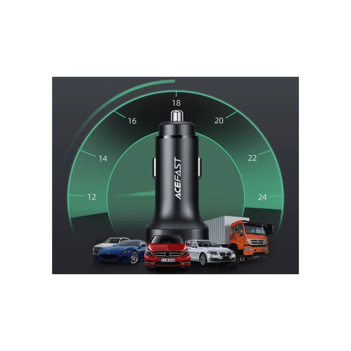 Зарядний пристрій Acefast 2xUSB-C 72W car adapter metal (6974316280361)