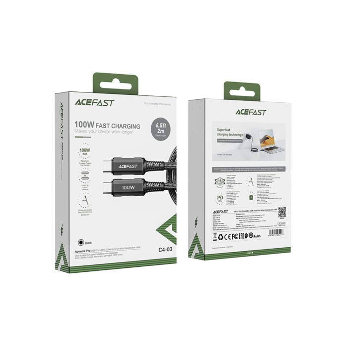 Дата кабель USB-C to USB-C 2.0m 100W C4-03 Acefast (6974316280996)