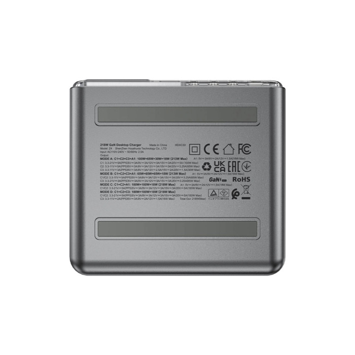 Зарядний пристрій Acefast 4xUSB 218W (3xUSB-C + USB-A) Gan Z4 Fast Charger (6974316282587)
