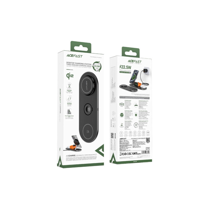 Зарядний пристрій Acefast Wireless QI 3in1 15W E19 Qi2 (6974316283096)