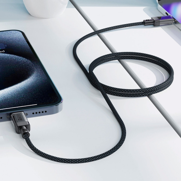 Дата кабель USB-C to USB-C 1.2m 60W stainless steel C12-03 Black Acefast (6974316283317)