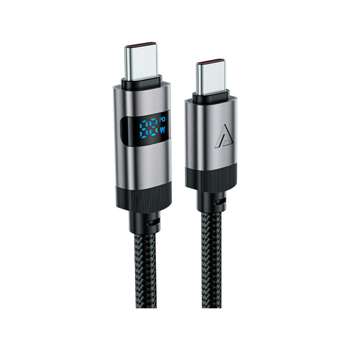 Дата кабель USB-C to USB-C 1.2m 60W digital display C15-03 Black Acefast (6974316283720)
