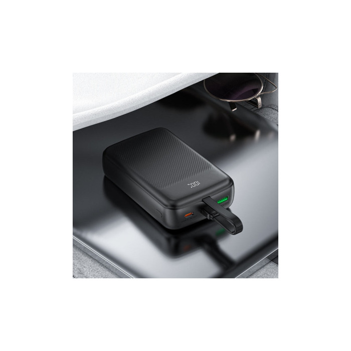 Батарея універсальна Acefast 20000mAh 22,5W PD, QC/3.0 USB-A+USB-C In/Out,build-in cable M14 Black (6974316283966)
