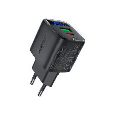 Зарядний пристрій Acefast 1xUSB-C + 1xUSB 35W GaN with digital display black (6974316284468)