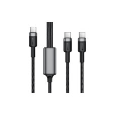 Дата кабель USB-C to 2xUSB-C 1.2m 100W nylon black Acefast (6974316285120)
