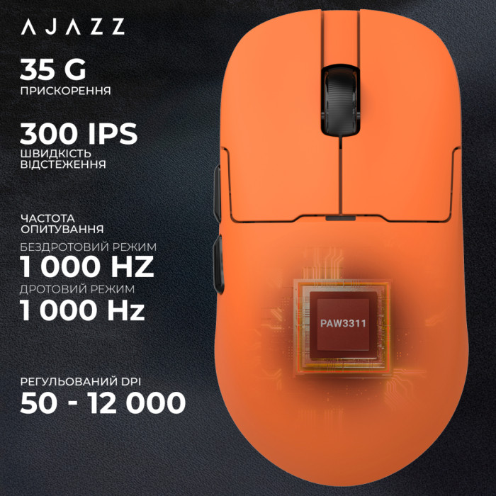 Мишка Ajazz AJ159P MC Wireless/Bluetooth/USB Charging Dock Orange (AJ159P-MC-Orange)