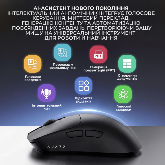 Мишка Ajazz AJ200 Near Link AI MC Wireless/Bluetooth/USB Black (AJ200-NL-AI-MC-B)
