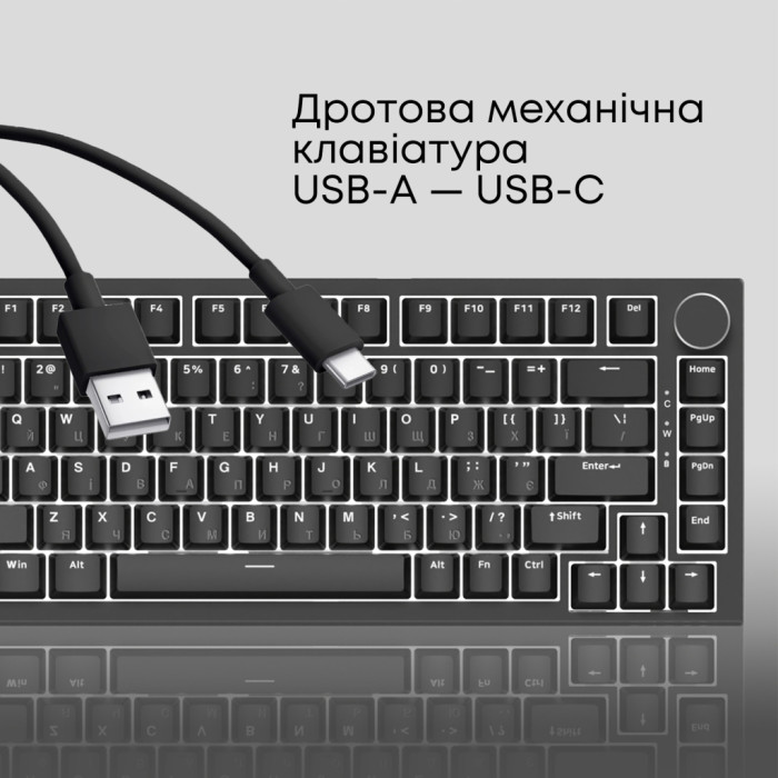 Клавіатура Ajazz AK820 Red Switch USB-C UA Black (AK820-R-B)