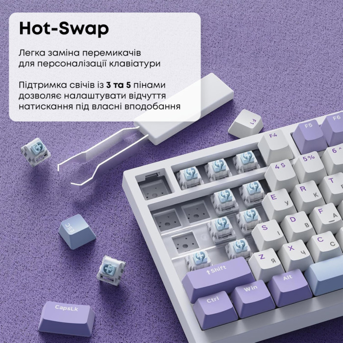 Клавіатура Ajazz AK820 Sea Salt Switch RGB USB-C UA White (AK820-SS-PWB)