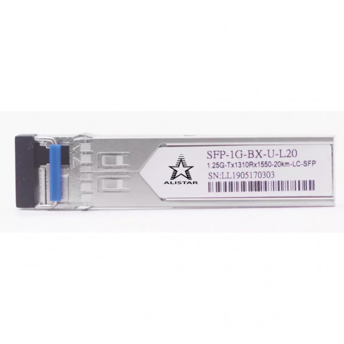 Модуль SFP Alistar Модуль SFP 1000BASE-BX 1SM WDM LC 20KM TX1310/RX1550nm DDM (SFP-1G-BX-U-L20)
