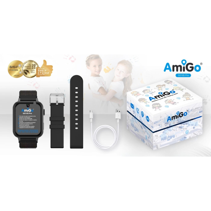 Смарт-годинник Amigo GO10S Pro WIFI Чорний Смарт-годинник для дітей (1182491)