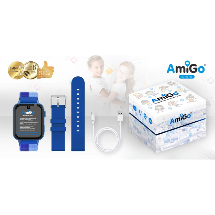 Смарт-годинник Amigo GO10S Pro WIFI Синій Смарт-годинник для дітей (1182492)
